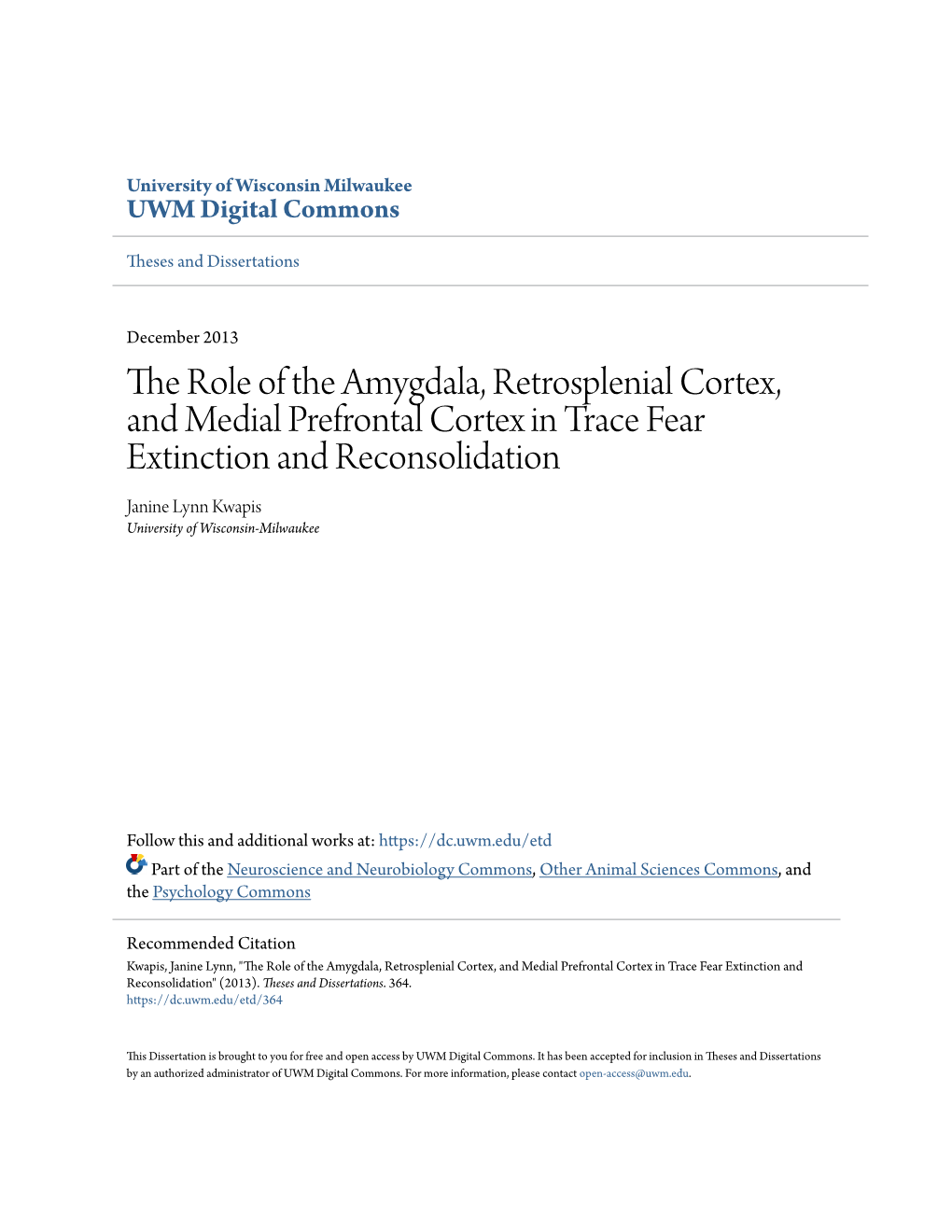 The Role of the Amygdala, Retrosplenial Cortex, and Medial