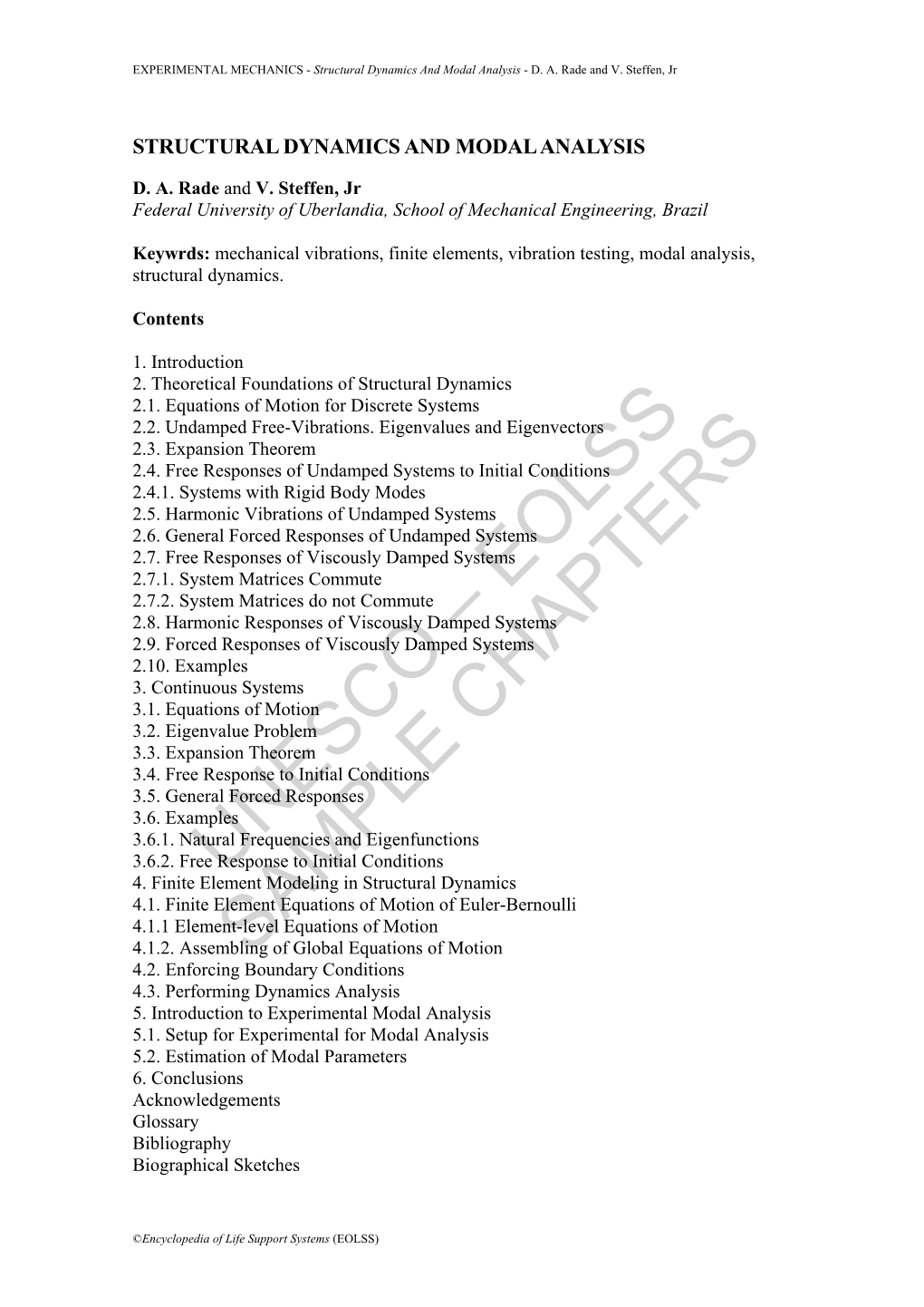 Structural Dynamics and Modal Analysis - D