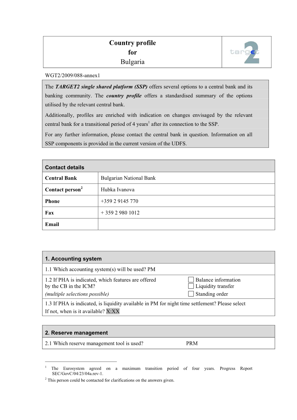 Country Profile for Bulgaria