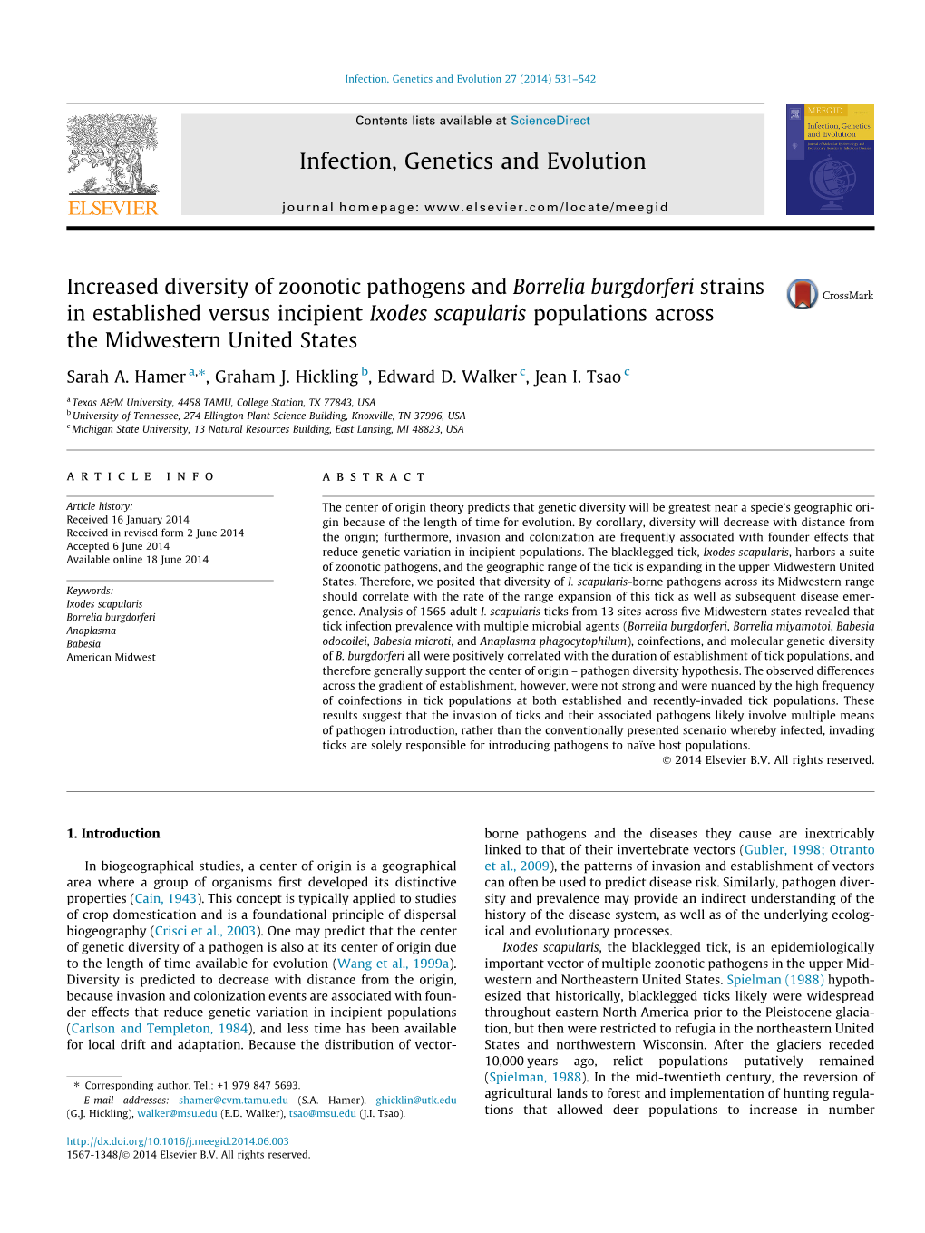 Increased Diversity of Zoonotic Pathogens and Borrelia Burgdorferi