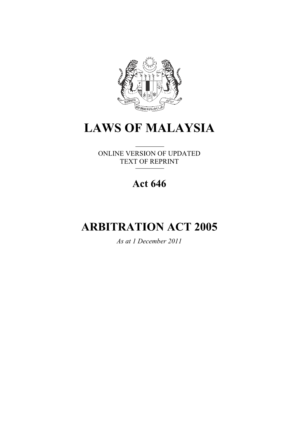 Malaysia Arbitration Act 2005 (Revised 2011).Pdf