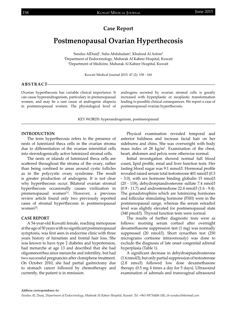 Postmenopausal Ovarian Hyperthecosis