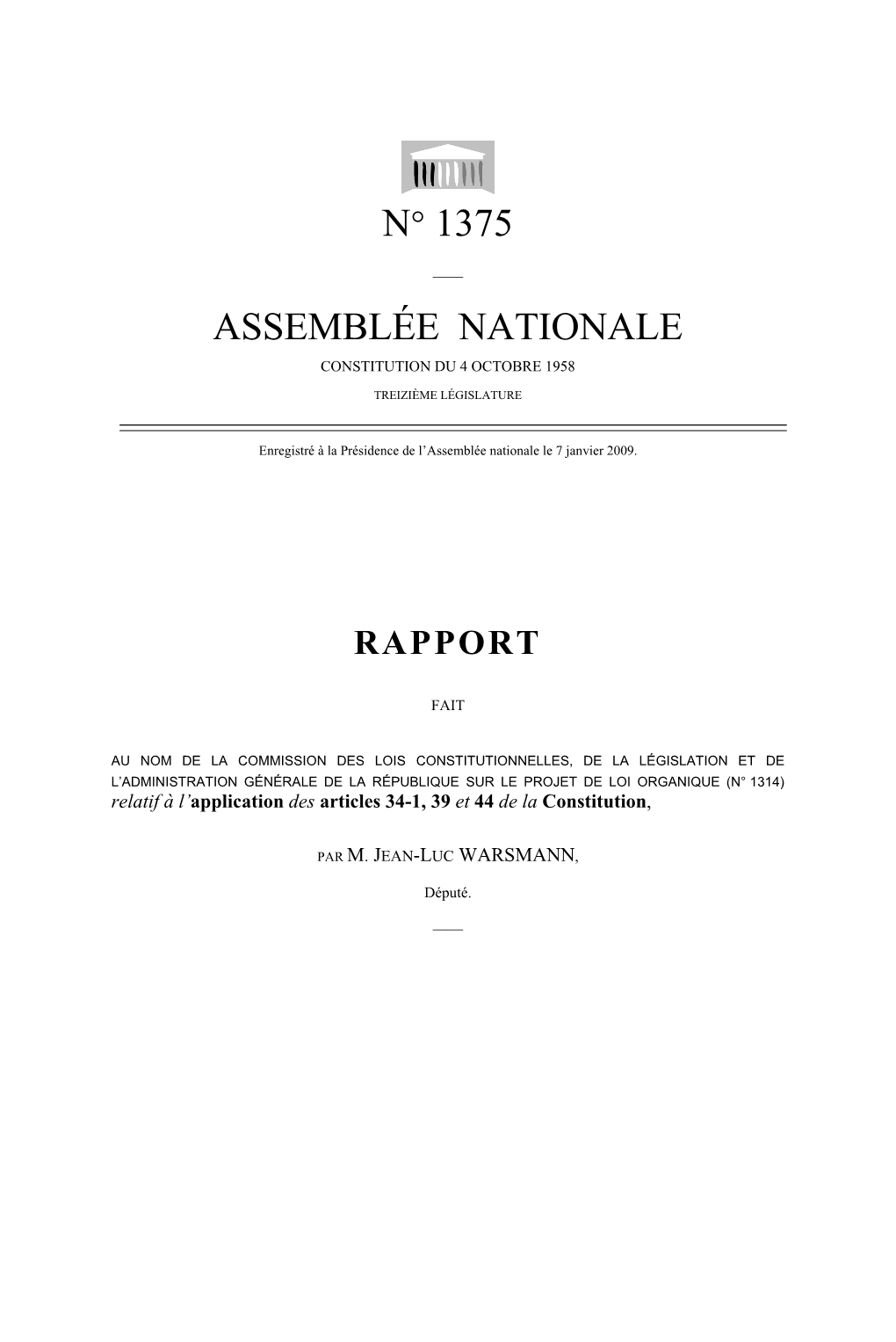 N° 1375 Assemblée Nationale
