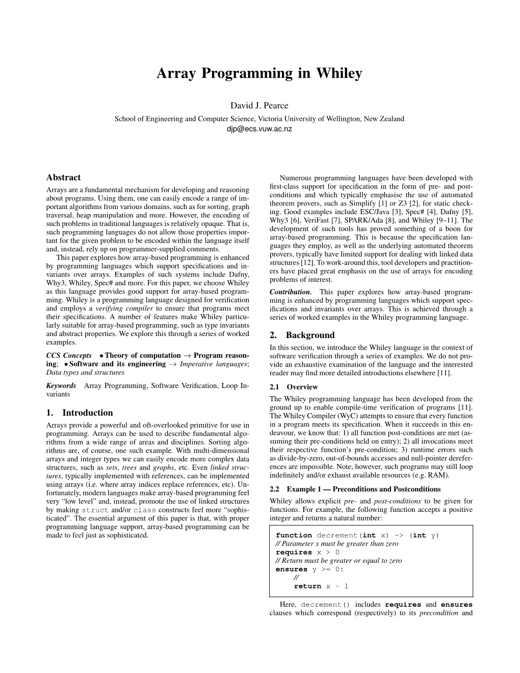 Array Programming in Whiley