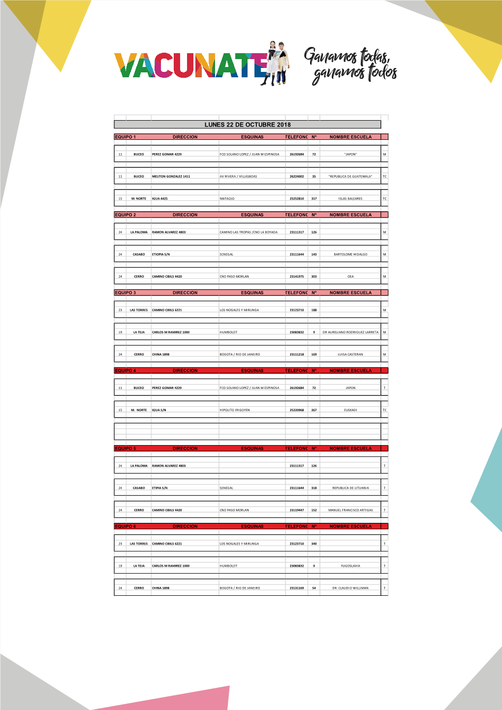 Calendario De Vacunación Del 22 De Octubre Al 1 De Noviembre