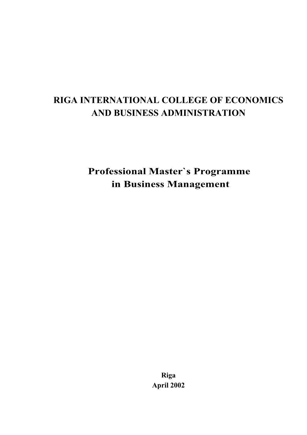 Riga International College of Economics and Business Administration