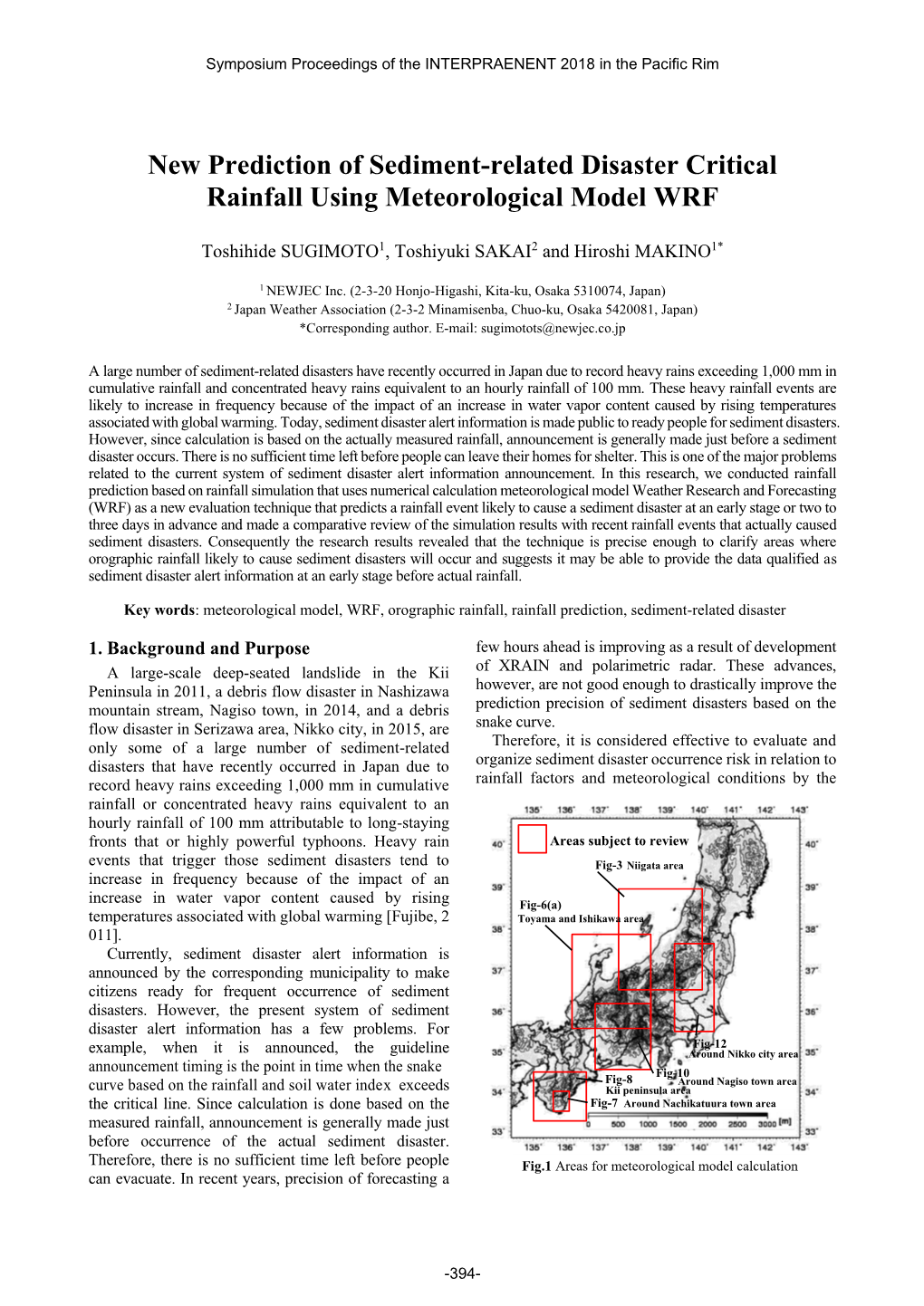 New Prediction of Sediment-Related Disaster Critical Rainfall Using Meteorological Model WRF