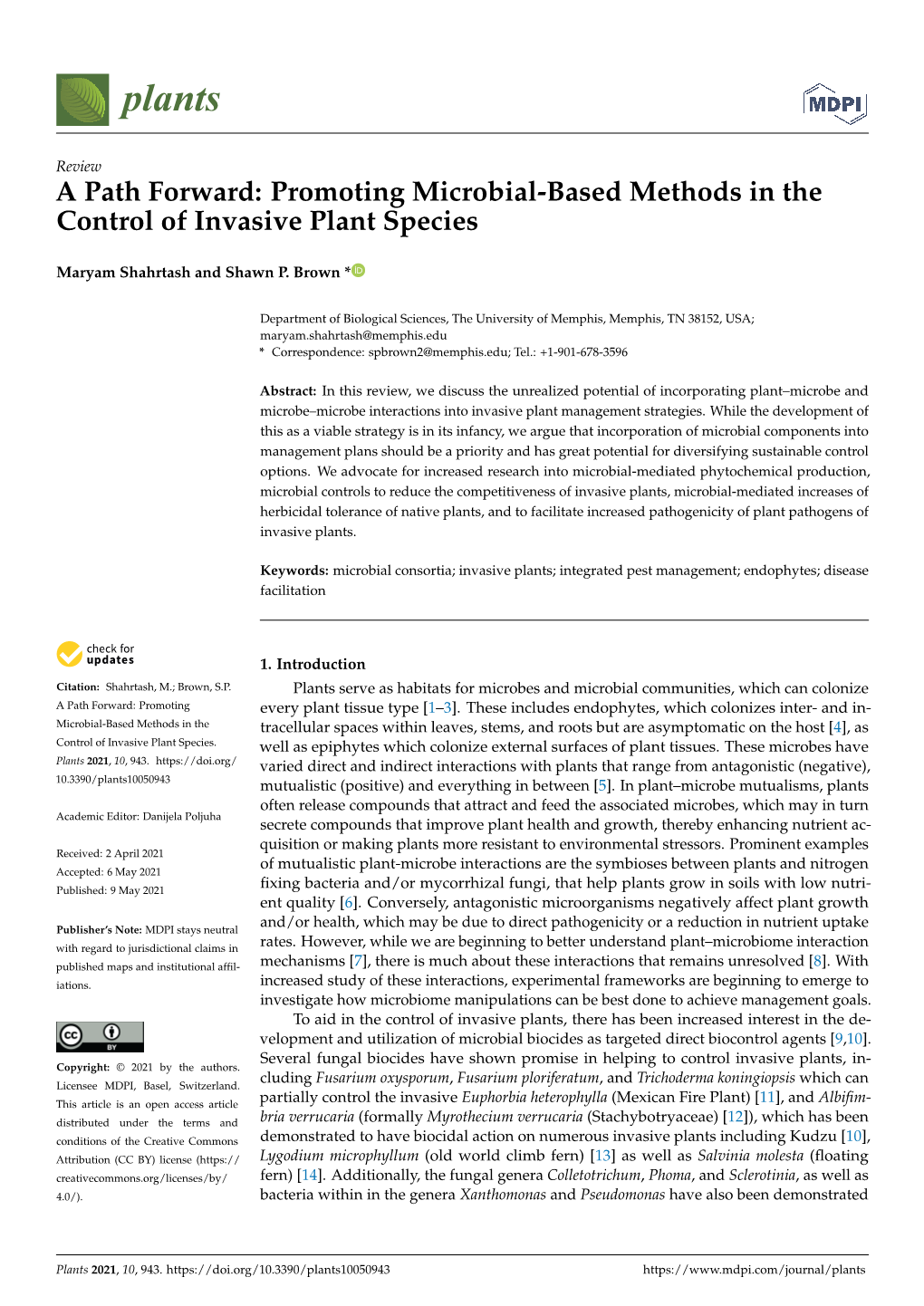 Promoting Microbial-Based Methods in the Control of Invasive Plant Species