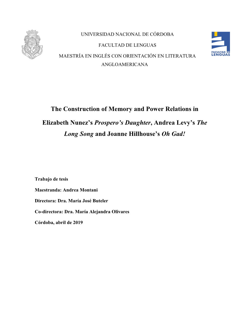 The Construction of Memory and Power Relations in Elizabeth