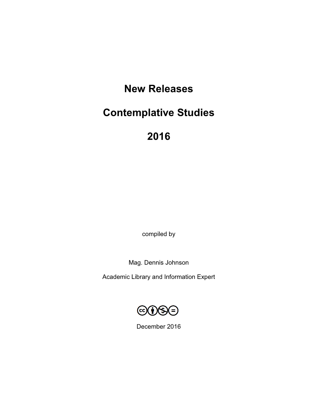 New Releases Contemplative Studies 2016