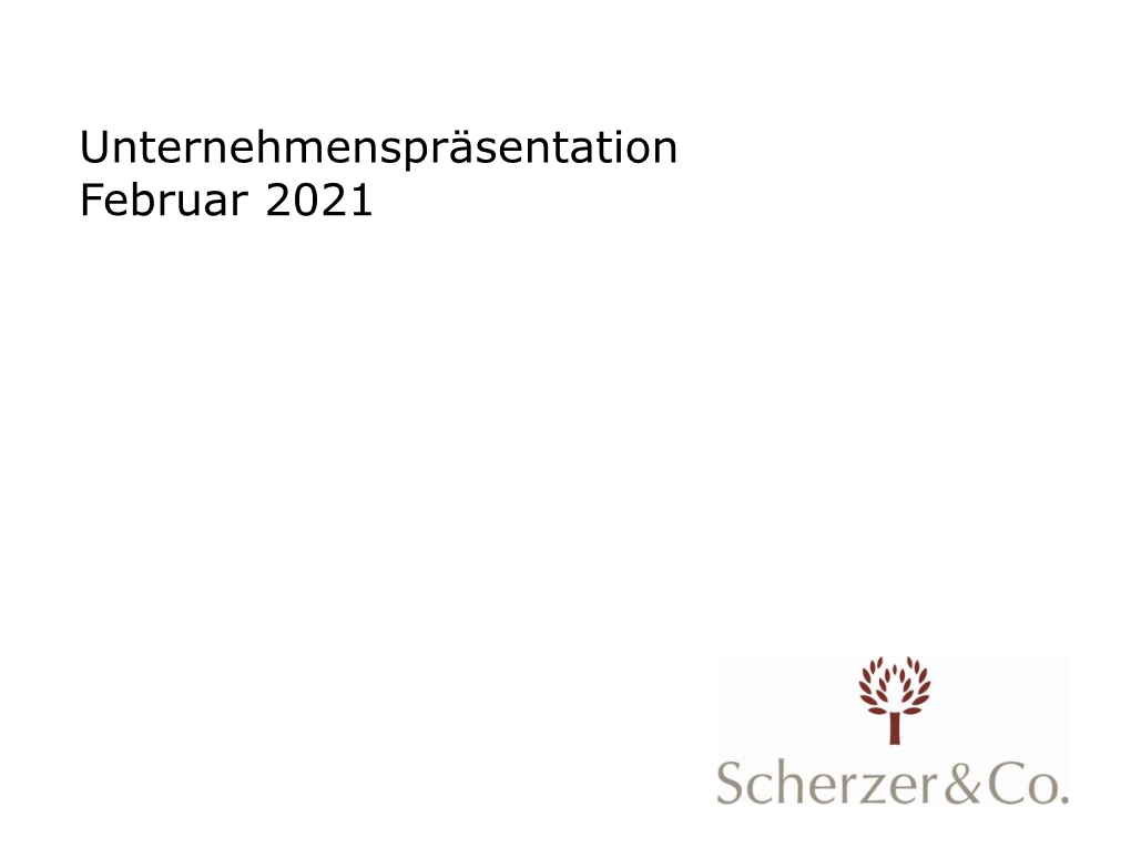 Unternehmenspräsentation Februar 2021 Executive Summary Über Die Scherzer & Co