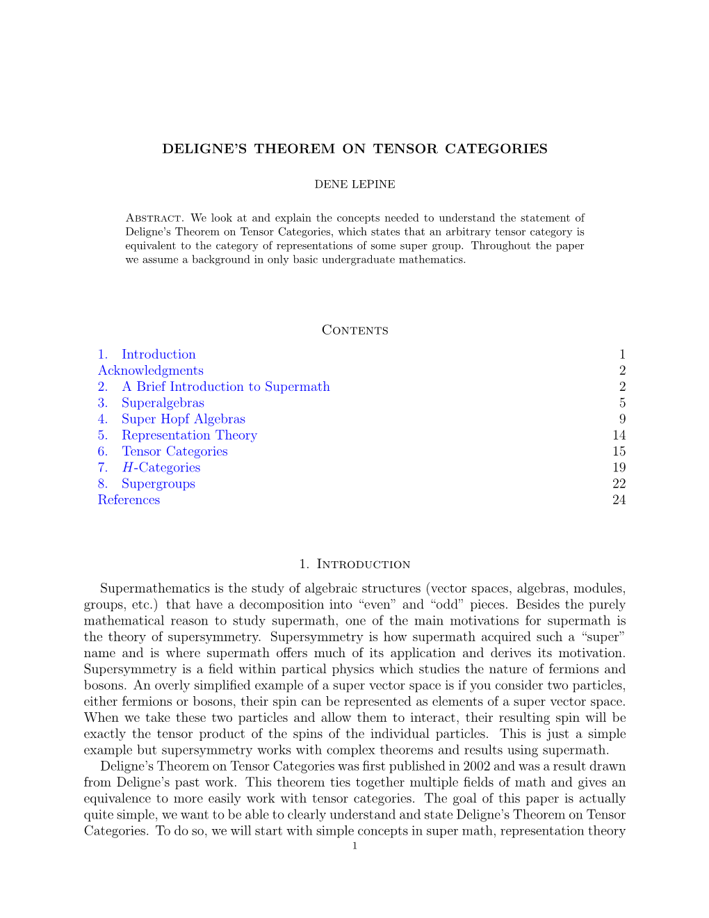Deligne's Theorem on Tensor Categories
