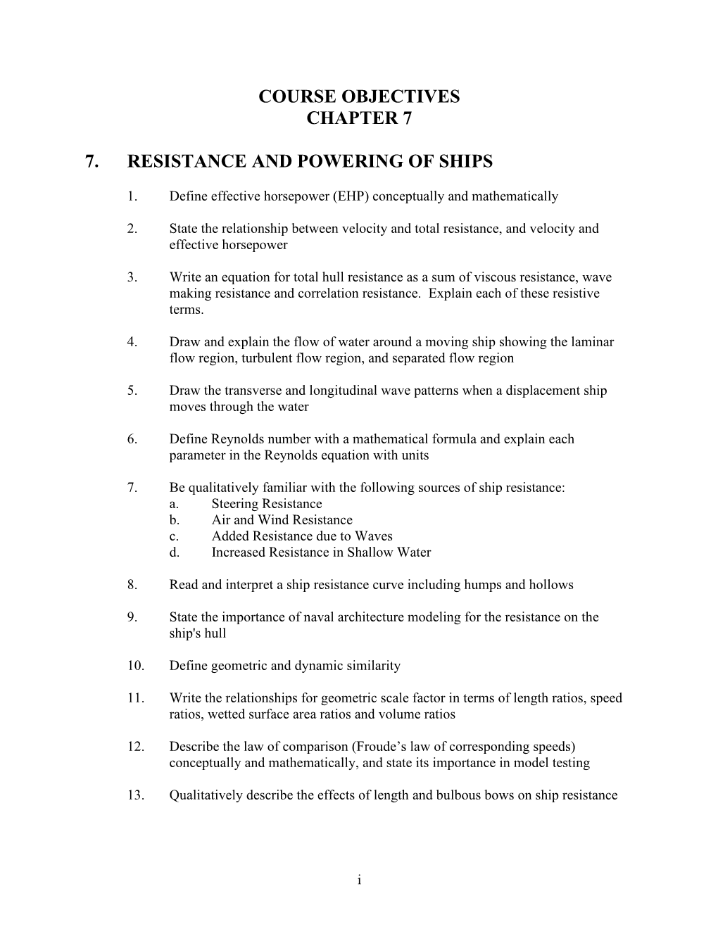 Chapter 7 Resistance and Powering of Ships