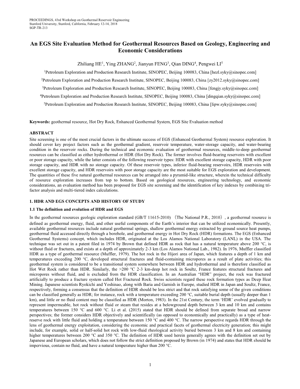 An EGS Site Evaluation Method for Geothermal Resources Based on Geology, Engineering and Economic Considerations