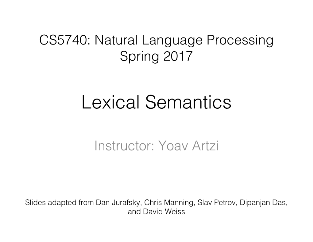 Lexical Semantics