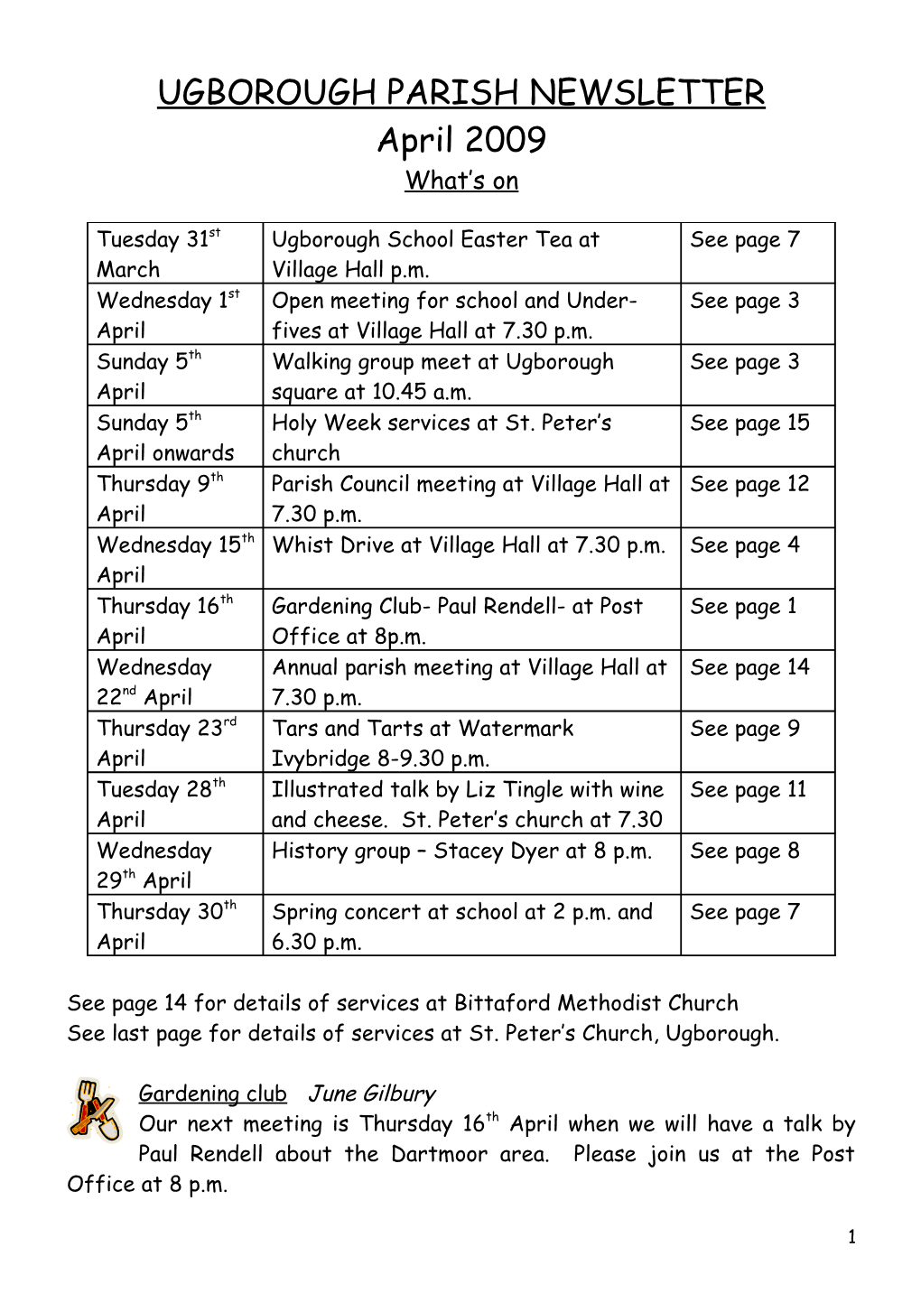 Ugborough Parish Newsletter