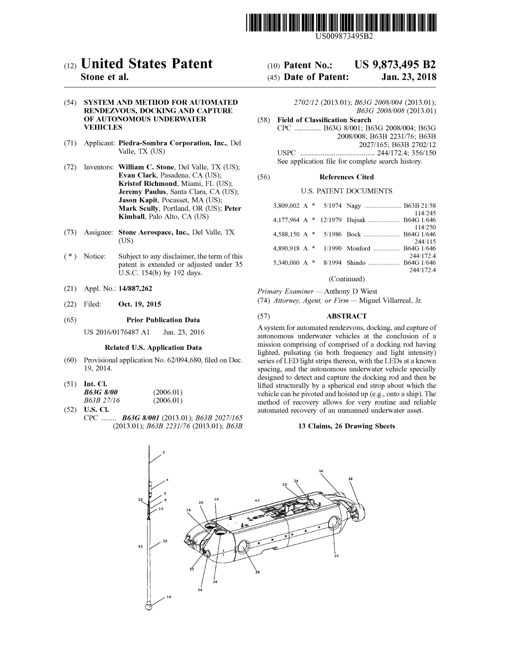 (12) United States Patent (Io) Patent No.: US 9,873,495 B2 Stone Et Al