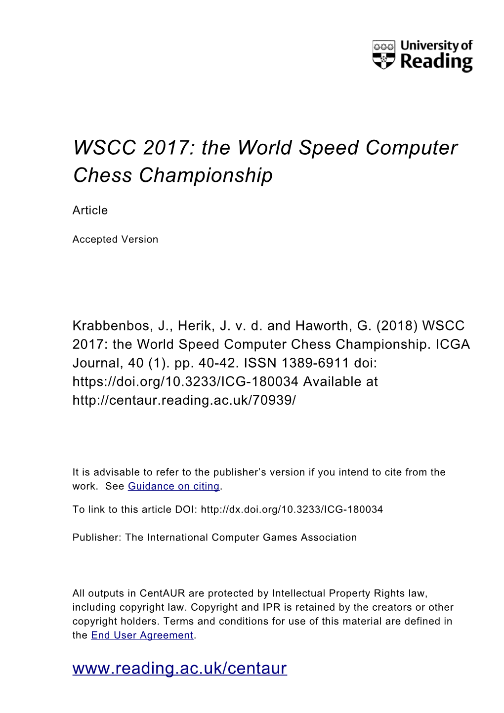 WSCC 2017: the World Speed Computer Chess Championship