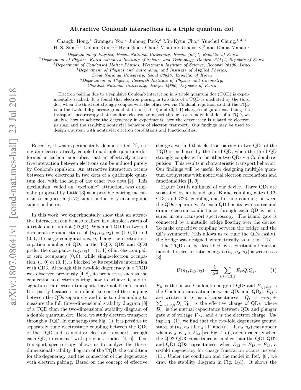 Arxiv:1807.08641V1 [Cond-Mat.Mes-Hall] 23 Jul 2018