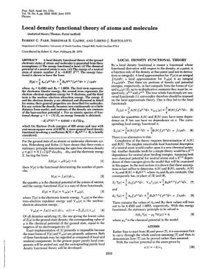 Local Density Functional Theory of Atoms and Molecules (Statistical Theory/Thomas-Fermi Method) ROBERT G