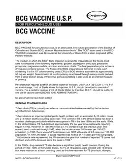 BCG Vaccine Package Insert