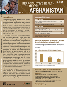 Afghanistan Reproductive HEALTH Glance at A