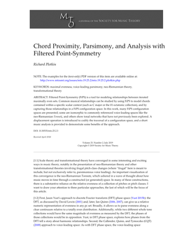 Chord Proximity, Parsimony, and Analysis with Filtered Point-Symmetry