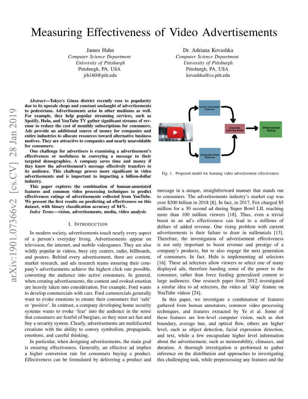 Measuring Effectiveness of Video Advertisements