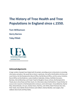 The History of Tree Health and Tree Populations in England Since C.1550
