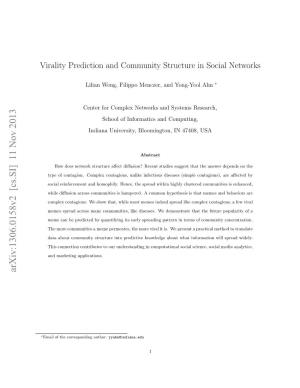 Virality Prediction and Community Structure in Social Networks
