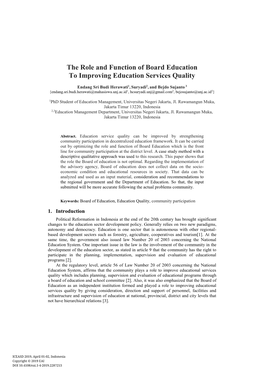 The Role and Function of Board Education to Improving Education Services Quality