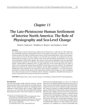 Chapter 11 the Late-Pleistocene Human Settlement of Interior North America: the Role of Physiography and Sea-Level Change