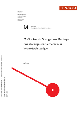 "A Clockwork Orange" Em Portugal: Duas Laranjas Nada Mecânicas Viviana García Rodríguez