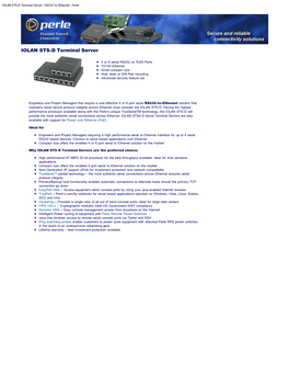 IOLAN STS-D Terminal Server | RS232 to Ethernet | Perle