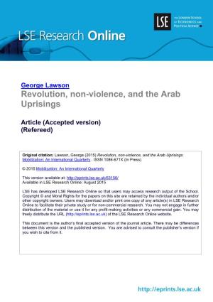 Revolution, Non-Violence, and the Arab Uprisings