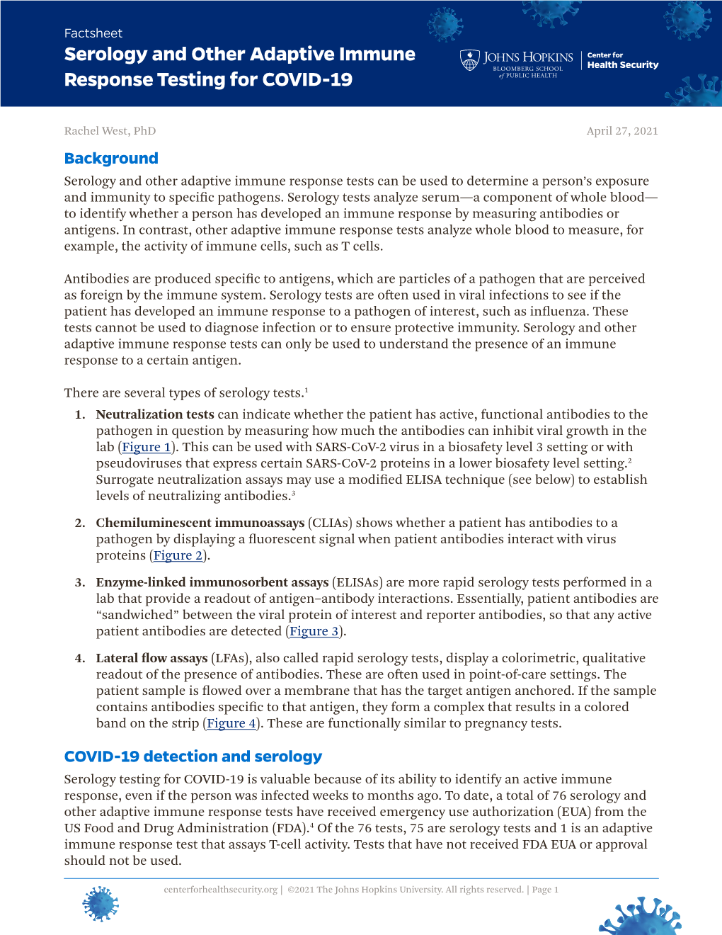 Serology and Other Adaptive Immune Response Testing for COVID-19