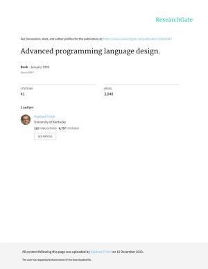 Advanced Programming Language Design (Raphael A. Finkel)
