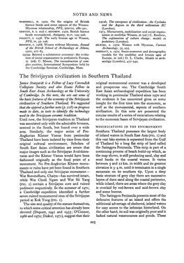 The Srivijayan Civilization in Southern Thailand