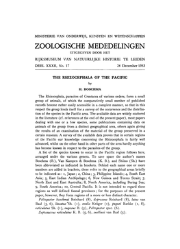 Zoologische Mededelingen Uitgegeven Door Het