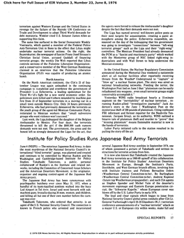 Institute for Policy Studies Runs Japanese Red Army Terrorists