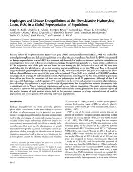 Haplotypes and Linkage Disequilibrium at the Phenylalanine Hydroxylase Locus, PAH, in a Global Representation of Populations Judith R
