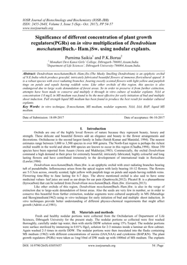 On in Vitro Multiplication of Dendrobium Moschatum(Buch.- Ham.)Sw