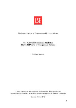 The London School of Economics and Political Science the Right To