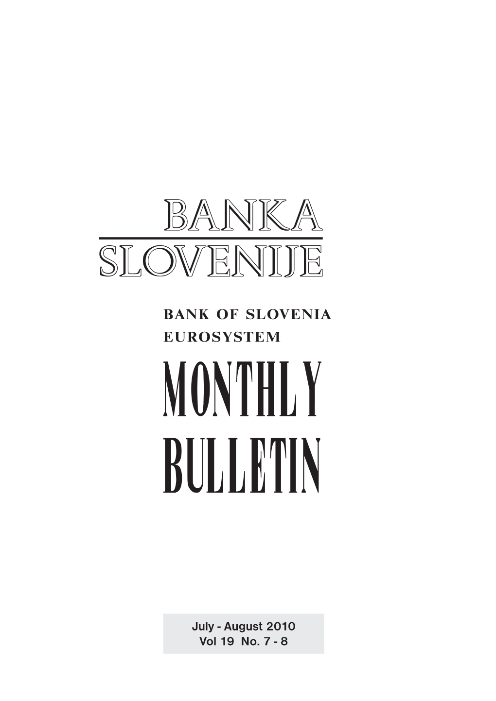 Bank of Slovenia Eurosystem Monthly Bulletin