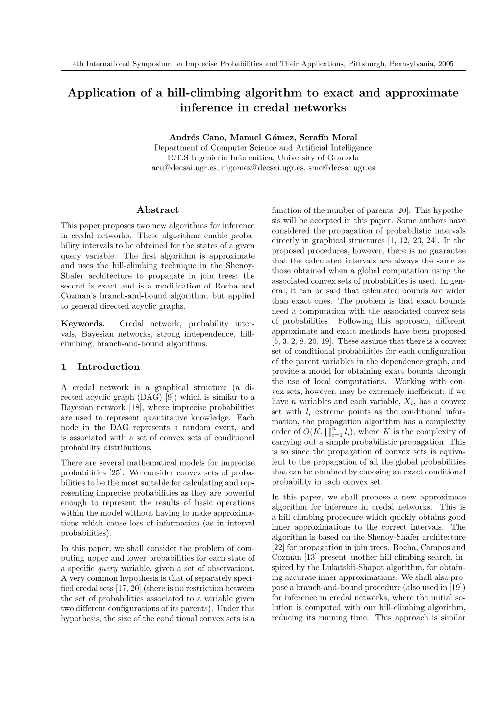 Application of a Hill-Climbing Algorithm to Exact and Approximate Inference in Credal Networks