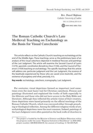 The Roman Catholic Church's Late Medieval Teaching on Eschatology
