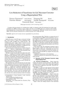 Loss Reduction of Transformer for LLC Resonant Converter Using a Magnetoplated Wire