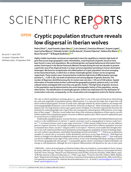Cryptic Population Structure Reveals Low Dispersal in Iberian Wolves