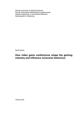 How Video Game Conferences Shape the Gaming Industry and Influence Consumer Behaviour