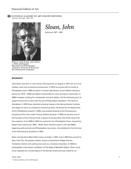 Sloan, John American, 1871 - 1951